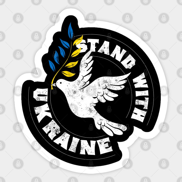 Stand with Ukraine Peace Dove Sticker by Black Tee Inc